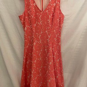Donna Ricco V-Neck Sleeveless Lace Trim Dress Size Coral Size 4